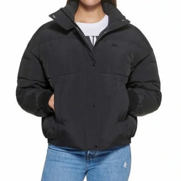 NWT Levi's Ladies' Cinched Puffer Jacket Black Size Large - Picture 1 of 4